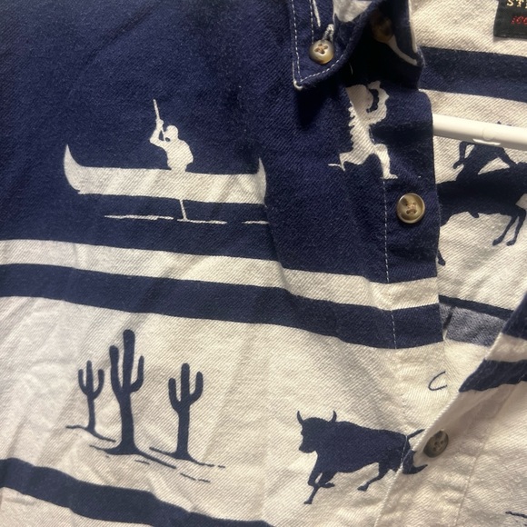 STRUCTURE - Vintage 1990s Blue Western￼ Polo Dad Shirt Mens Size Large - Picture 5 of 14